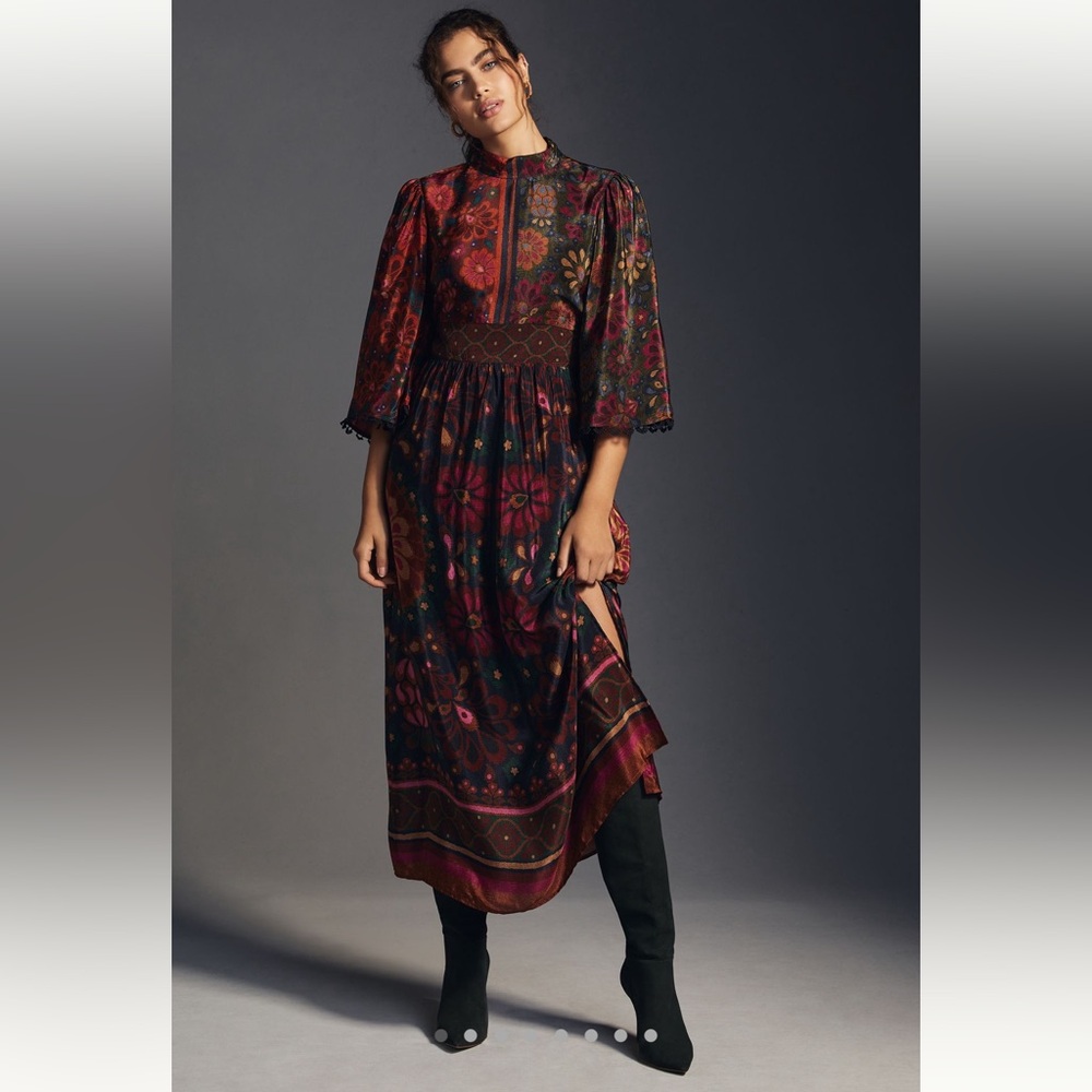 *NWT* FARM Rio for Anthropologie Dark Floral Maxi Dress
